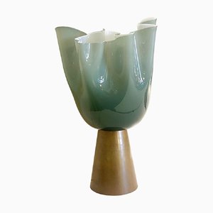 Milky-Green Murano Style Glass Table Lamp by Simoeng