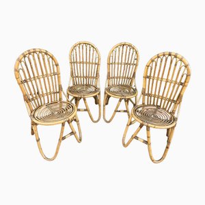 Vintage Rattan Chairs, 1960s, Set of 4