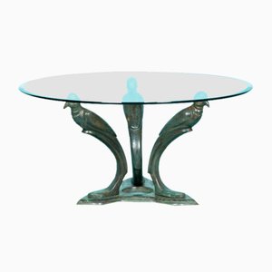 Table Basse Ronde Vintage en Bronze, Italie, 1950s