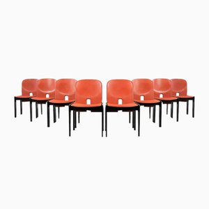 121 Stühle aus Holz & Leder von Tobia & Afra Scarpa für Cassina, 1965, 8 Set