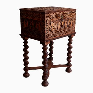 Late 19th Century Carved Chest on Turned Legs