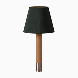 Lámpara de mesa Básica M1 de níquel y verde de Santiago Roqueta para Santa & Cole