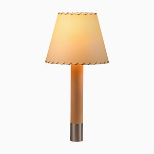 Lámpara de mesa Básica M1 de níquel y beige de Santiago Roqueta para Santa & Cole