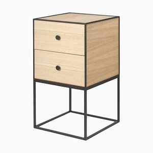 35 Oak Frame Side Table with 2 Drawers by Lassen