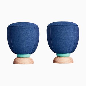 Tabourets Collection Blue Puff Toad par Pepe Albargues, Set de 2