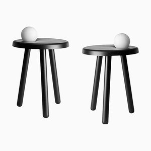 Small Alby Black Tables with Lamps by Mason Editions, Set of 2