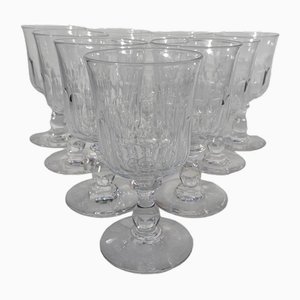 Large Baccarat Crystal Glasses Flat Rib Model, 1890s, Set of 10