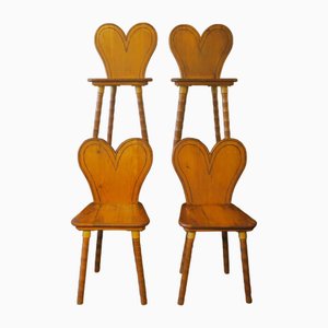 Mid-Century Chairs with Heart-Shaped Backs and Splayed Legs 1950s, Set of 4