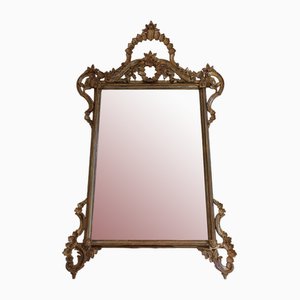 Grande Specchio Barocco da Camino con Cornice in Legno