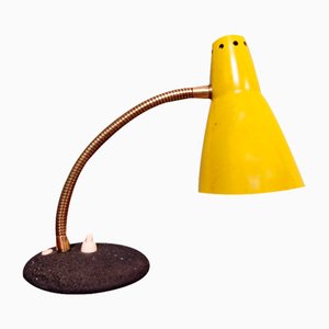 Lampada a forma di casseruola in ottone e metallo laccato giallo e nero, anni '50