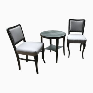 Art Deco Dining Chairs with the Table, 1920s, Set of 3