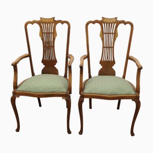 Edwardian Upholstered Armchairs, 1890s, Set of 2