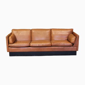 Skandinavisches Mid-Century Sofa aus Braunem Leder