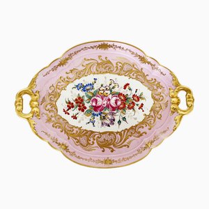 Vassoio antico rosa di Limoges, Francia, fine XIX secolo