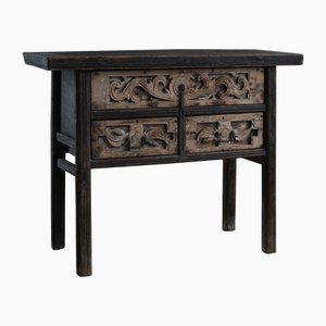 Three Drawer Carved Coffer Table