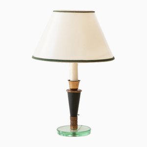 Italian Table Lamp in Glass and Brass, 1950s