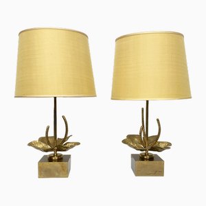 Vintage French Table Lamps in Bronze and Brass by Maison Charles, 1960s, Set of 2