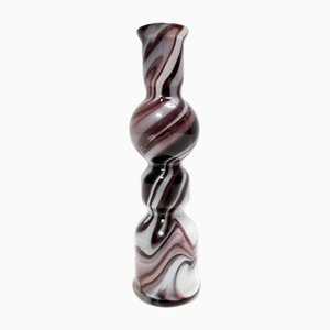 Postmodern Purple and White Murano Glass Vase Wave by Carlo Moretti, Italy, 1970s
