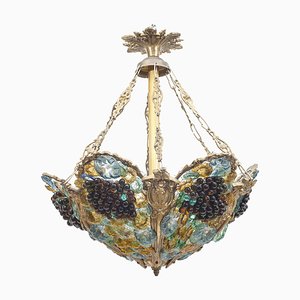 Lampe à Suspension à Trois Lumières en Pâte de Verre, 1890s