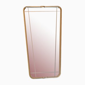 Vintage Wall Mirror Trapez-Shaped in Gold-Colored Anodized Aluminum, 1970s