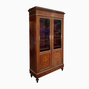 19th Century Cabinet in Marquetry, Mahogany Rosewood, Maple & Brass