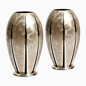 Vases de Table Mid-Century en Laiton Plaqué Argent pour WMF Ikora, 1950s, Set de 2