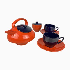 Vintage Italian Tea Set in Ceramic, 1970s, Set of 4
