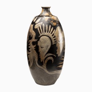 Vaso in ceramica smaltata di M. Millet, anni '80