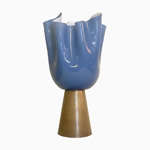 Lampe de Bureau Style Bleu Laiteux en Verre de Murano par Simong