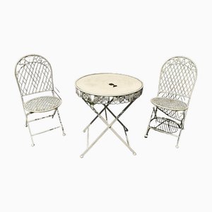Chairs with Folding Table, 1920, Set of 3