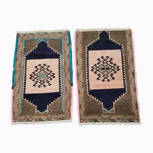 Hand Made Faded Tiny Rug, Set of 2