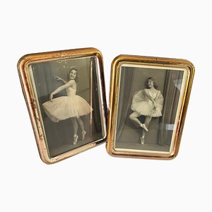 Marco de fotos italiano vintage de bailarina, años 50. Juego de 2