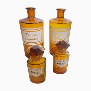 Bottiglie da farmacia di arancia cobalto, Francia, XX secolo, set di 4