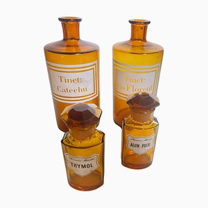 Bouteilles de Pharmacie Orange Cobalt, France, 20ème Siècle, Set de 4