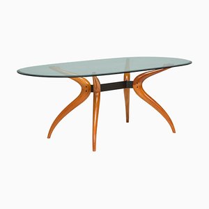Glass and Walnut Dining Table by Maurizio Maronato and Terry Zappa, 2010s