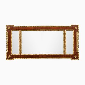 Espejo de sobremanto antiguo de caoba dorado, década de 1800