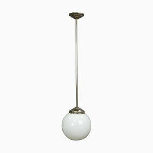 Functionalistic Bauhaus Pendant Light with Opaline Glass Shade, 1920s