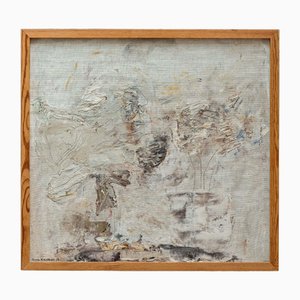 Tom Krestesen, Composition Abstraite, Huile sur Toile, 20e Siècle, Encadrée