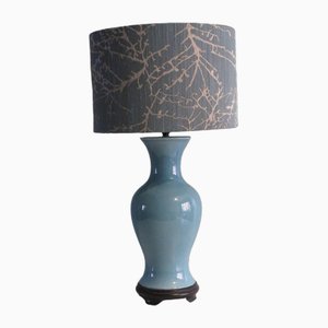 Lampada da tavolo vintage in ceramica con paralume personalizzato, anni '60