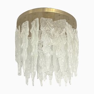 Plafonnier Mid-Century en Feuille de Murano Transparente, Italie, 1970s