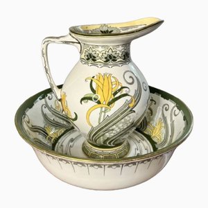 Antique Edwardian Jug and Bowl Set from Royal Dolton, 1900, Set of 2