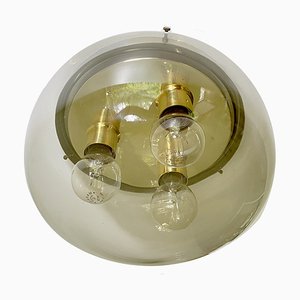 Vintage Ceiling Lamp in Brass and Glass from Limburg, 1970s