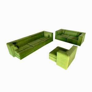 Green Living Room Sofa Set, 1970s, Set of 3