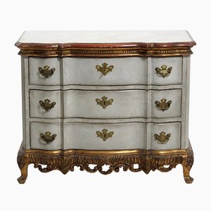 Rococo Style Chest with Gilt Carvings & Faux Painted Marble Top