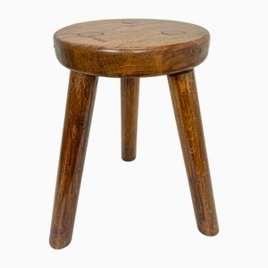 French Wooden Tripod Stool, 1960s