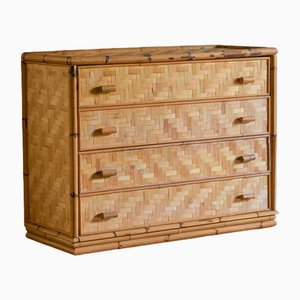 Italian Bamboo and Pressed Bamboo Chest of Drawers, 1980