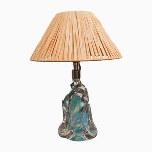 Mid-Century Sommerso Tischlampe aus Murano Glas in Blassblau