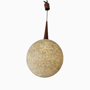 Resin and Teak Ball Pendant Lamp