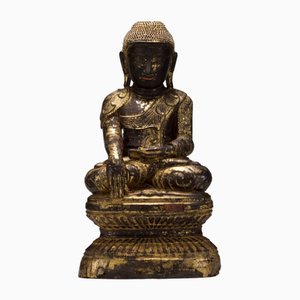 Burmesischer Künstler, Shakyamuni Shan Buddha, Vergoldetes Holz, 1800er
