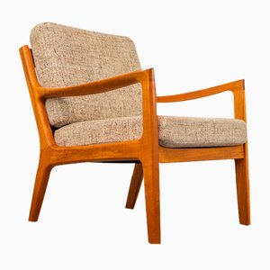 Danish Teak and Wool Lounge Chair by Ole Wanscher for P. Jeppesen, 1980s